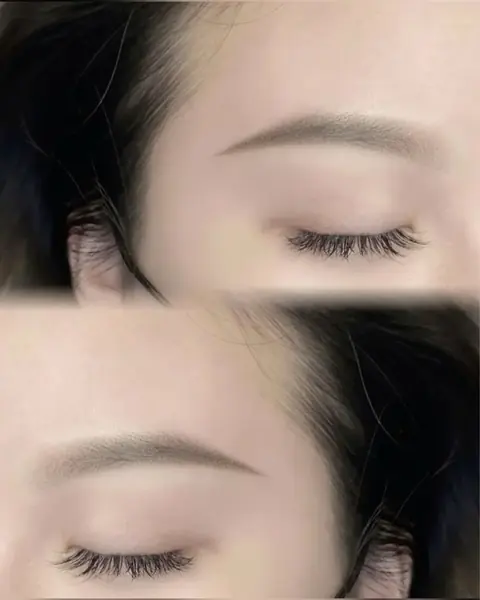 自眉を活かして整えた、やわらかい平行眉の仕上がり